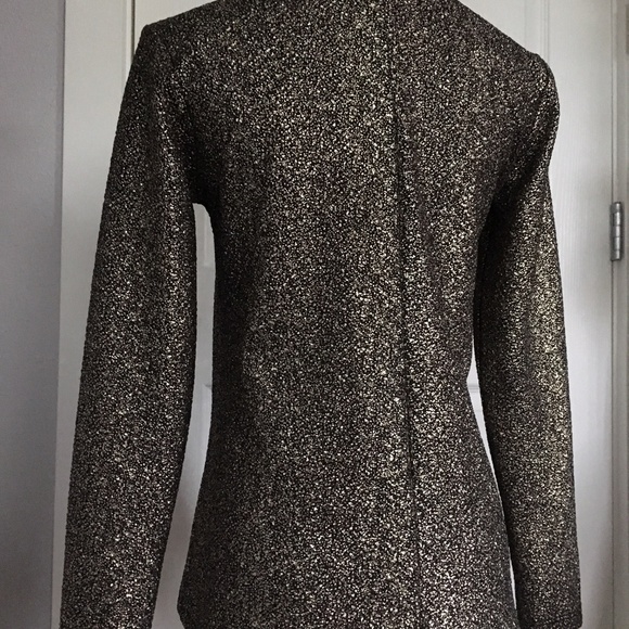 Lily White Gold Sparkly Drape Front Blazer XS - Picture 3 of 4